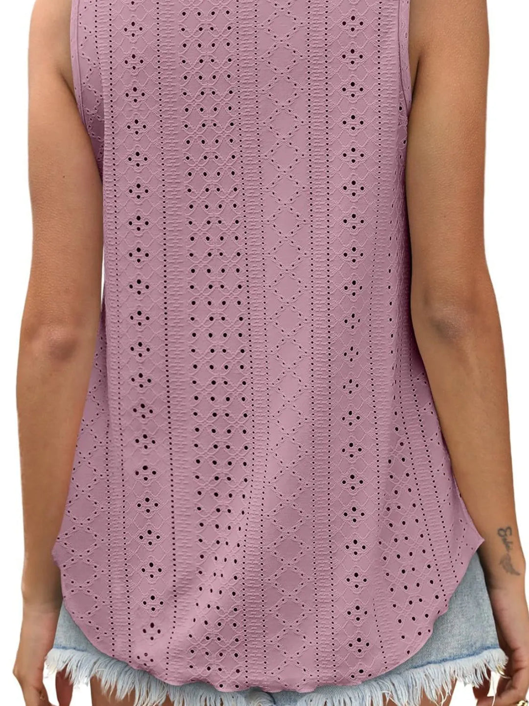 Eyelet Scoop Neck Tank
