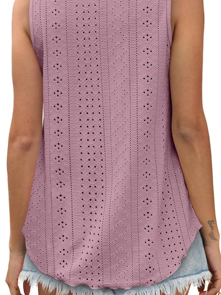 Eyelet Scoop Neck Tank