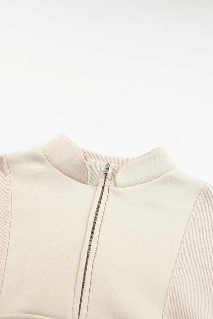 Half Zip Drop Shoulder Long Sleeve Sweatshirt