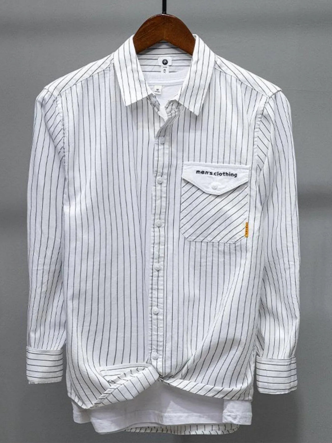 Men's Plus Size Striped Button Up Long Sleeve Shirt