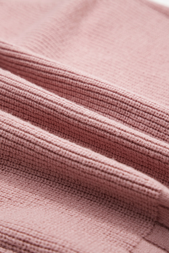 Light Pink Mixed Texture Knit Button V Neck Sweater Cardigan