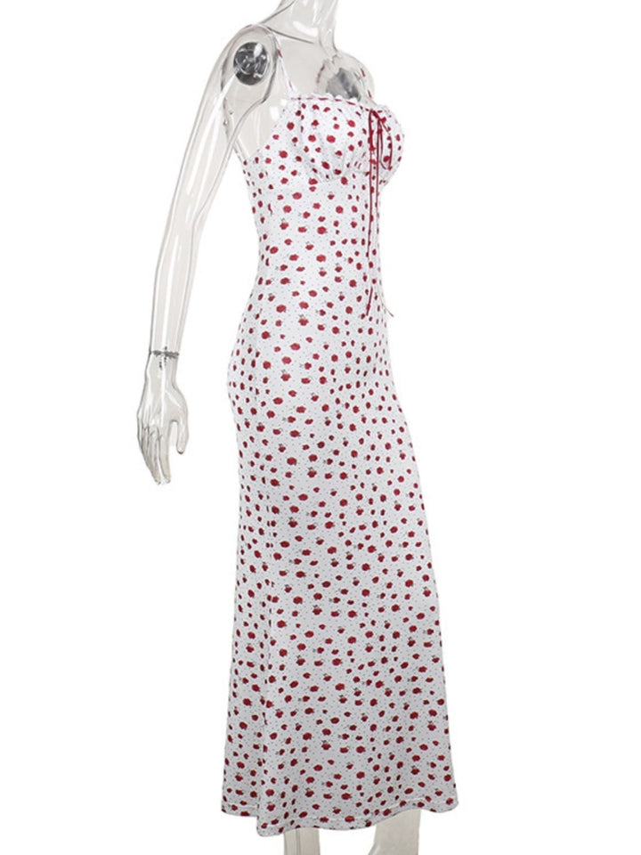 Floral Print Lace Trimmed Cami Dress