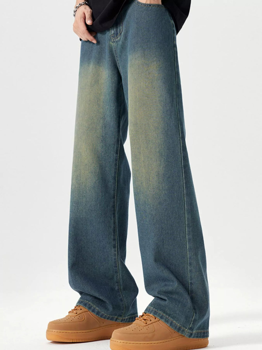 Men's Vintage Wash Wide Leg Jeans