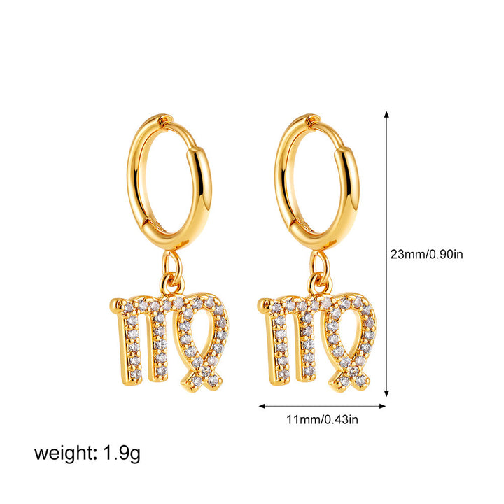Zodiac Micro Paved Zircon Earrings