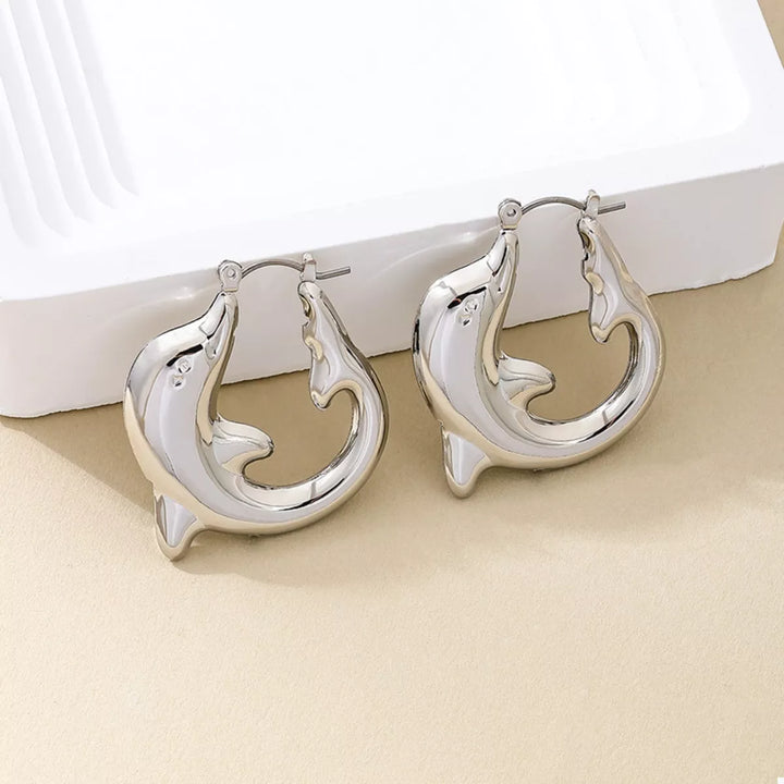 18K Gold-Plated Dolphin Hoop Earrings