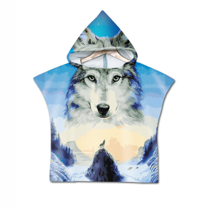 Embroidery 2-Day Delivery Embroidery Animal Digital Print Beach Towel Kids Children Hooded Bath Towel Microfiber