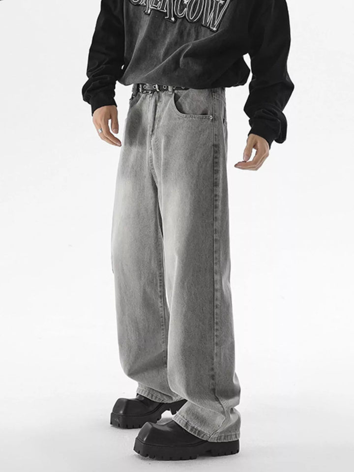 Men's Vintage Wash Wide Leg Jeans