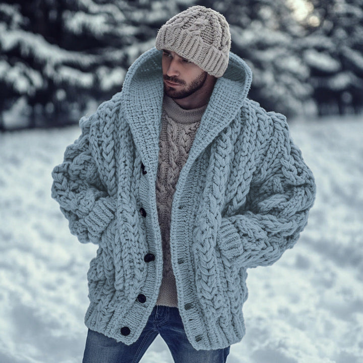 Cardigan Retro Laid-back, Hooded Knitted Cape Outerwear