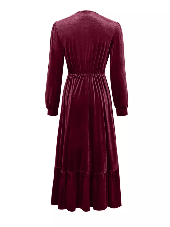 Ruffled Hem Long Sleeve Dress