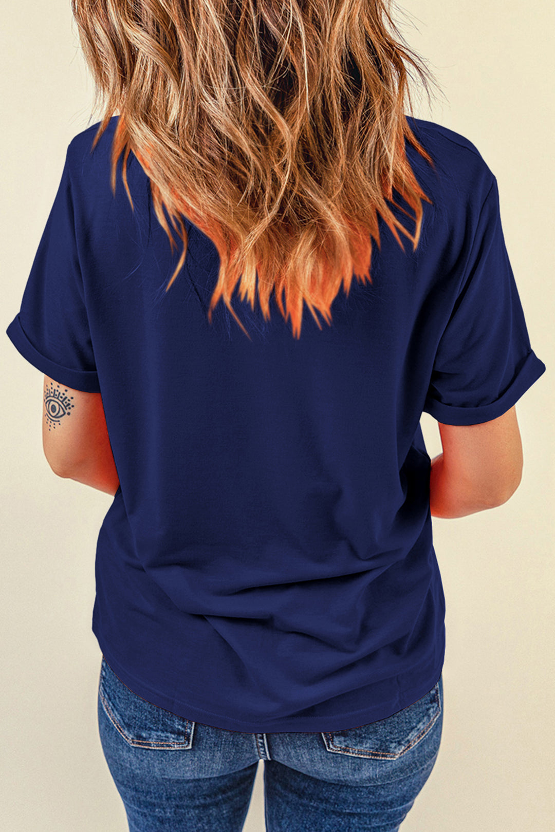 Blue 1776 Faux Patchwork Printed T Shirt