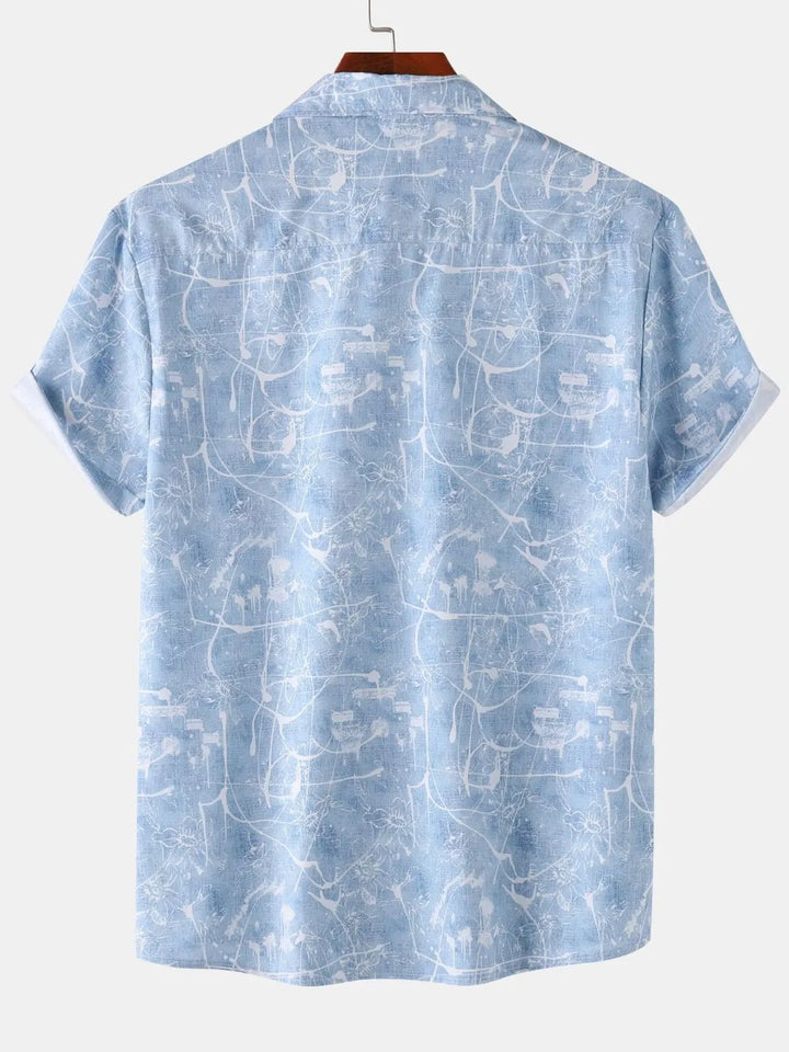 Men's Printed Short Sleeve Button Down Shirt