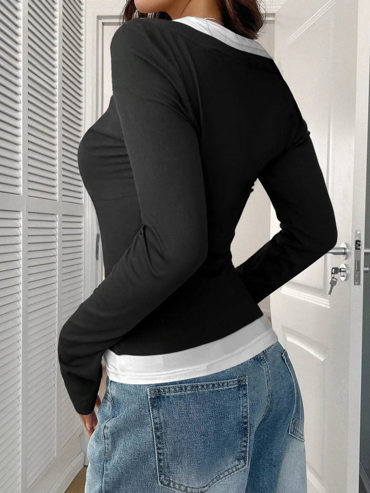 Scoop Neck Long Sleeve T-Shirt
