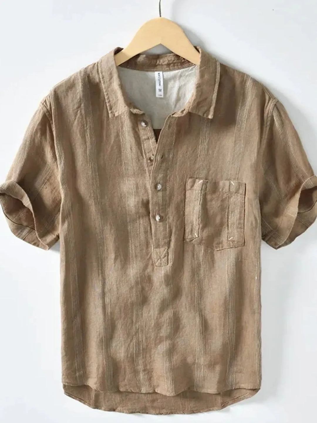 Men's Plus Size Button Detail Short Sleeve Shirt