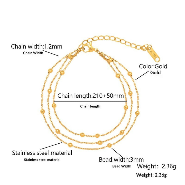 Fashionable And Minimalist Multi-layer Metal Bead Anklet