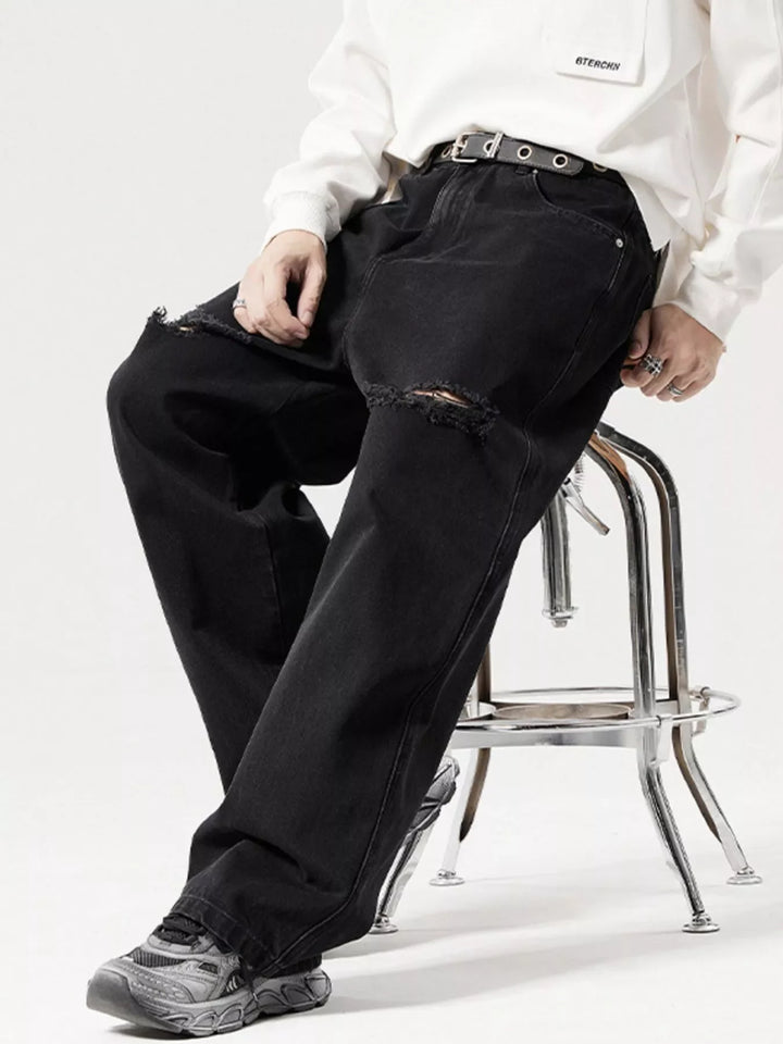 Men's Distressed Wide Leg Jeans