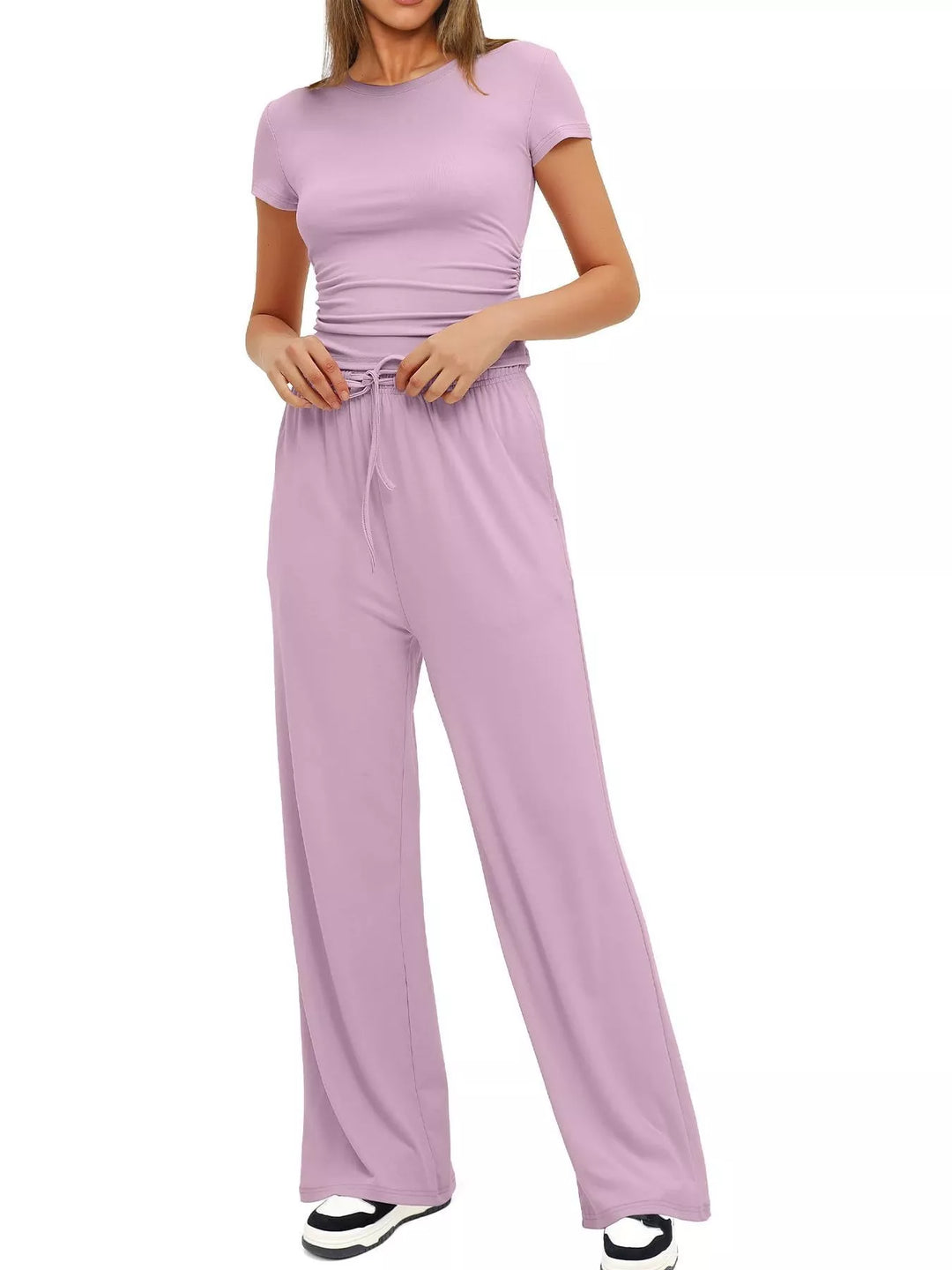 Short Sleeve Top and Drawstring Pants Set