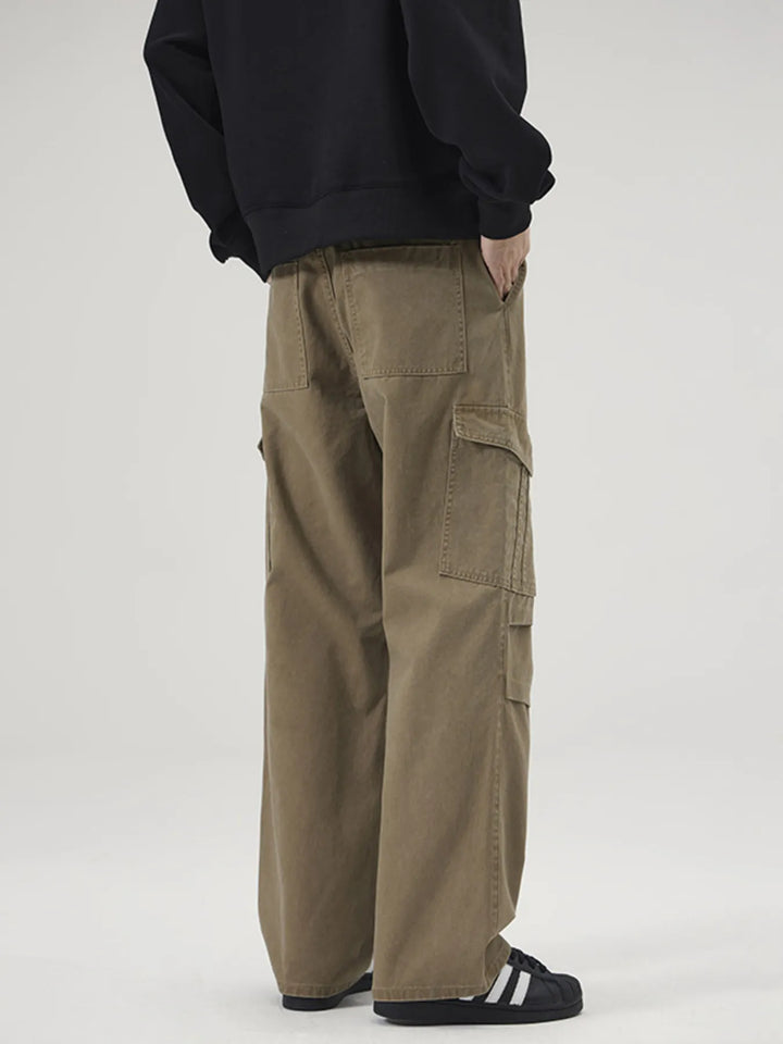 Men's Full Size Multi-Pocket Cargo Pants with Ruched Detail Plus Size