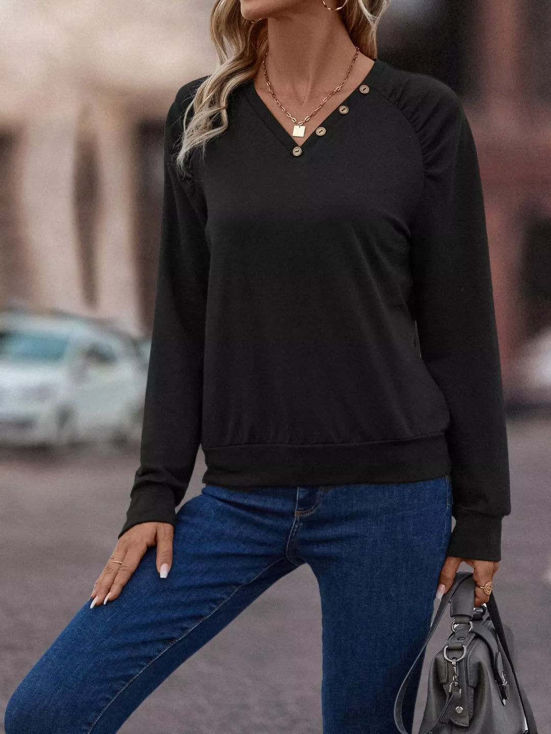 V-Neck Long Sleeve T-Shirt