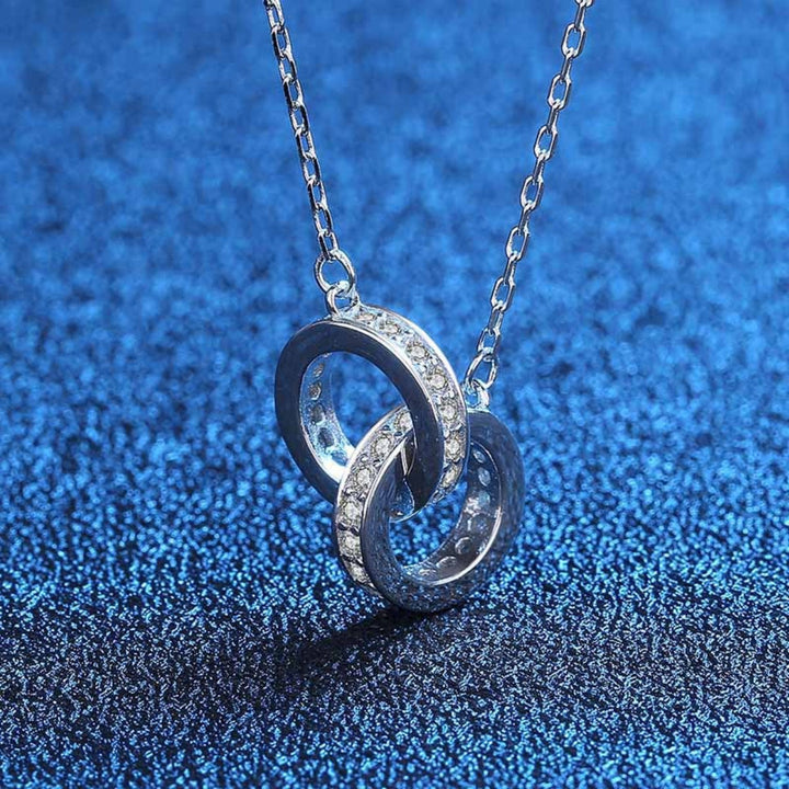 925 Sterling Silver Double Circle Pendant Necklace