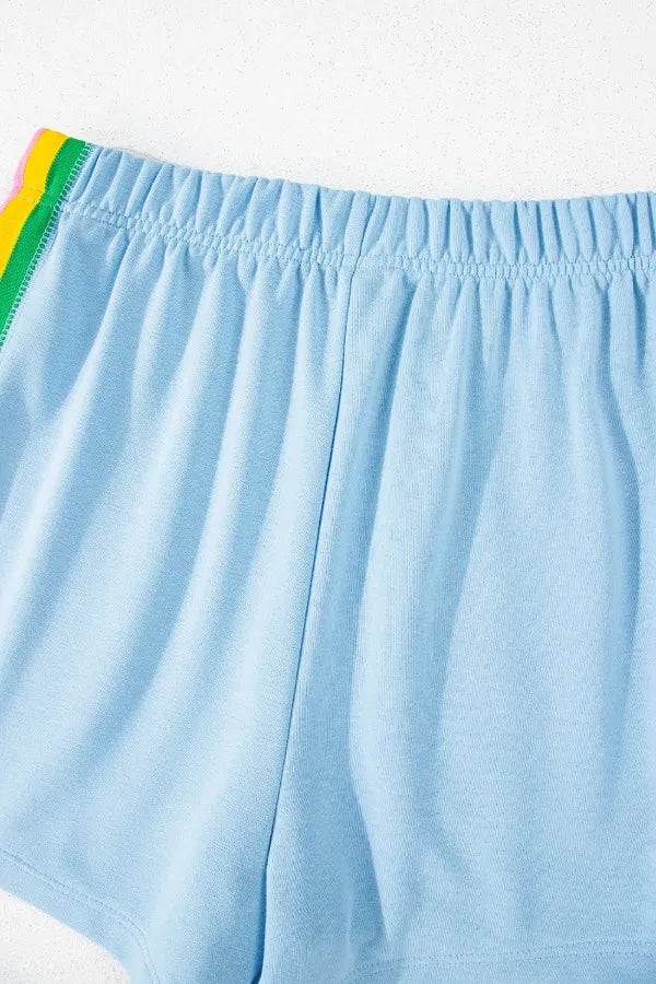 Rainbow Collared Short Sleeve Top and Shorts Set