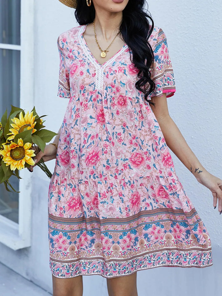 Floral Print V-Neck Summer Dress