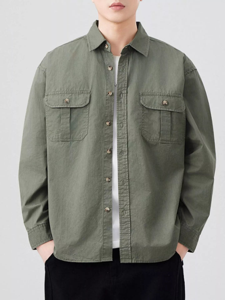 Men's Plus Size Button Up Long Sleeve Shirt