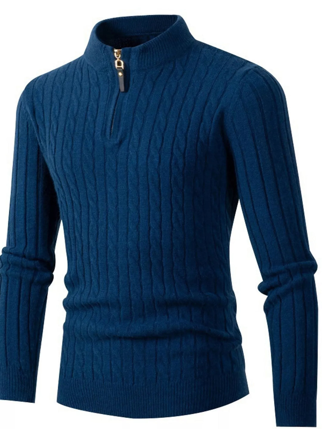 Men's Full Size Cable Knit Half-Zip Sweater Plus Size