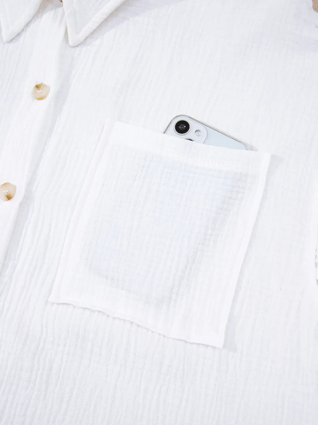 Lace Sleeve Button Down Shirt