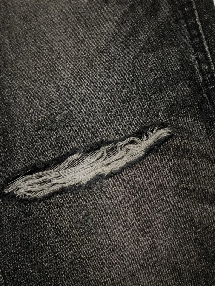 Men's Distressed Washed Straight Jeans