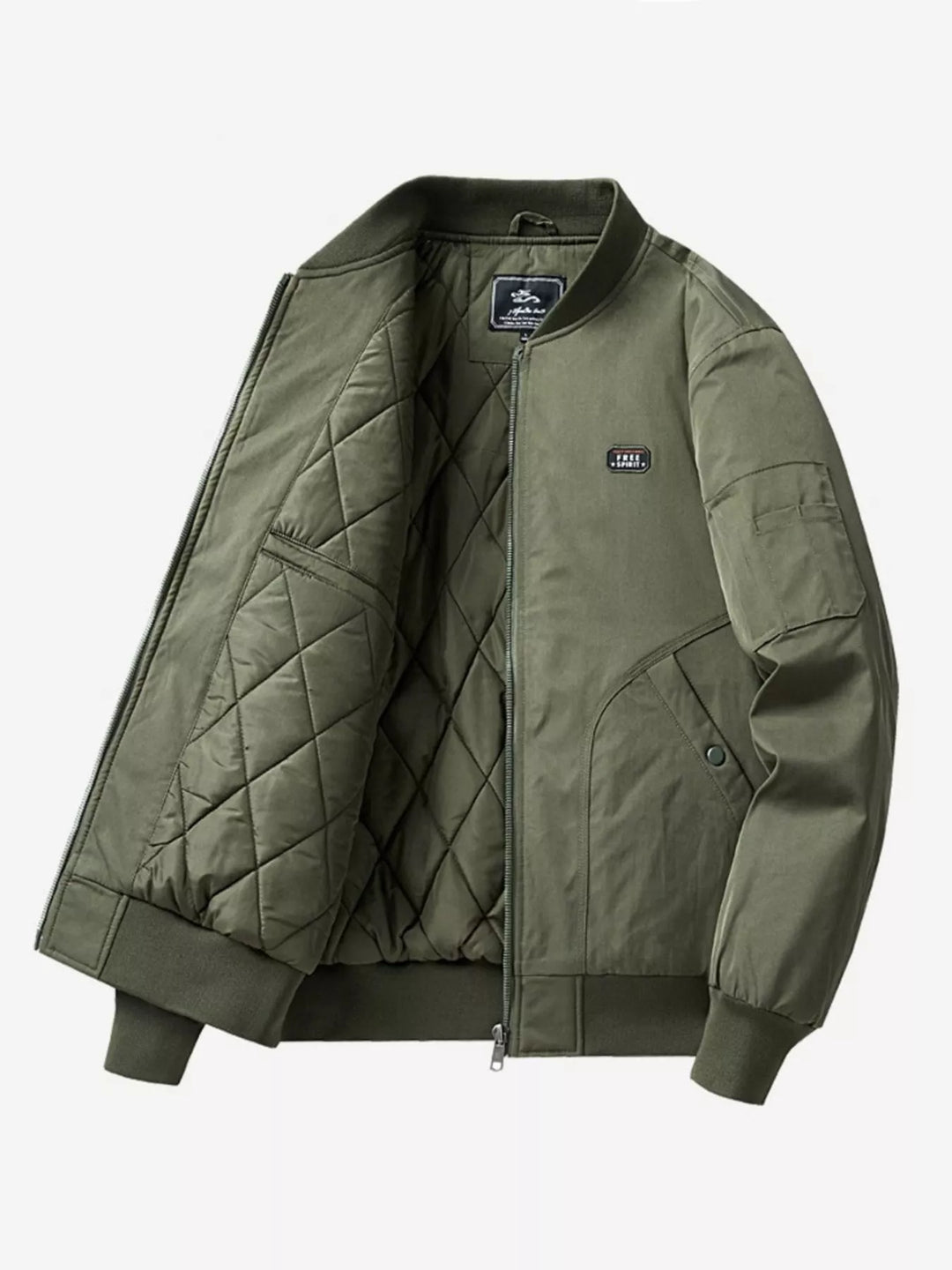Men's Plus Size Bomber Jacket with Zipper