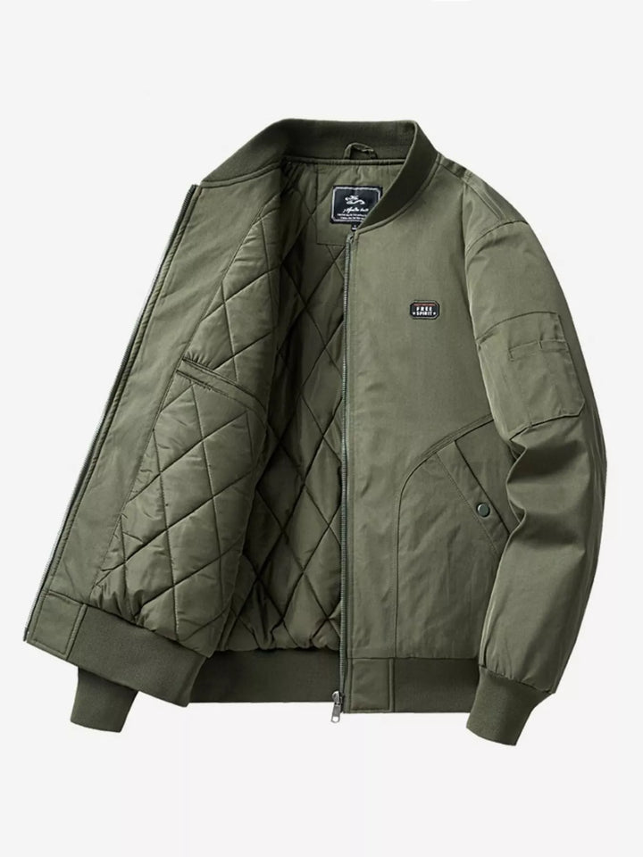 Men's Plus Size Bomber Jacket with Zipper