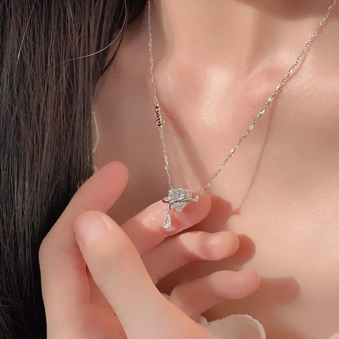 925 Sterling Silver Zircon Heart Necklace