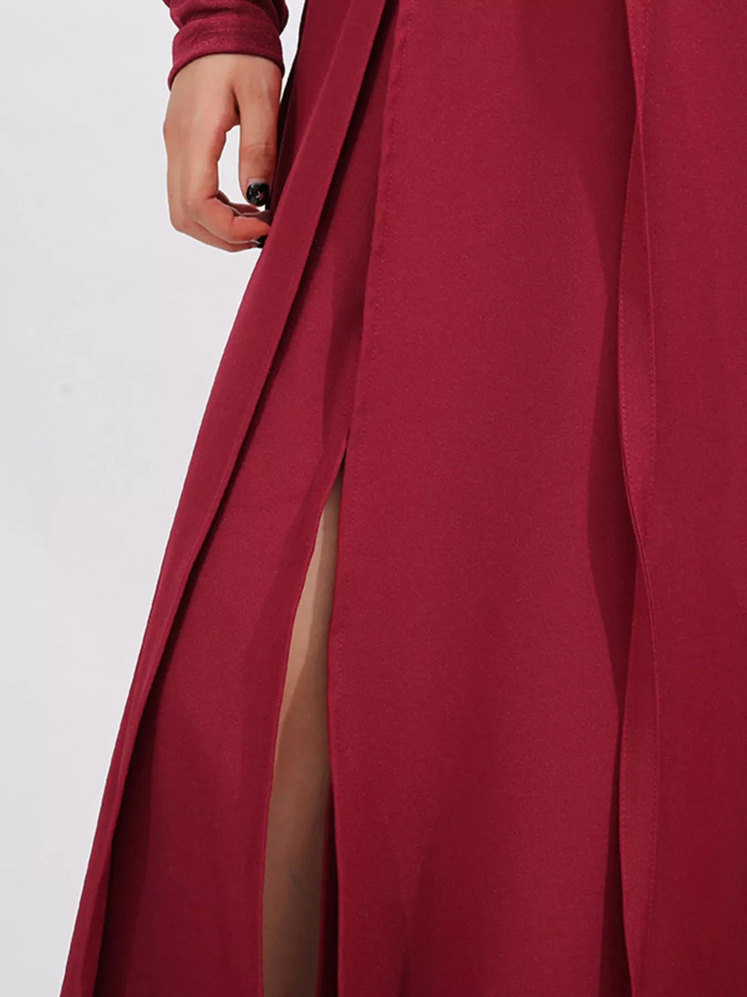 Slit Spaghetti Strap Long Sleeve Dress