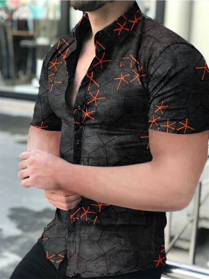 Men's Full Size Printed Short Sleeve Shirt Plus Size