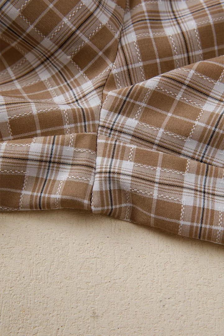 Plaid Print Tie Detail Casual Pants