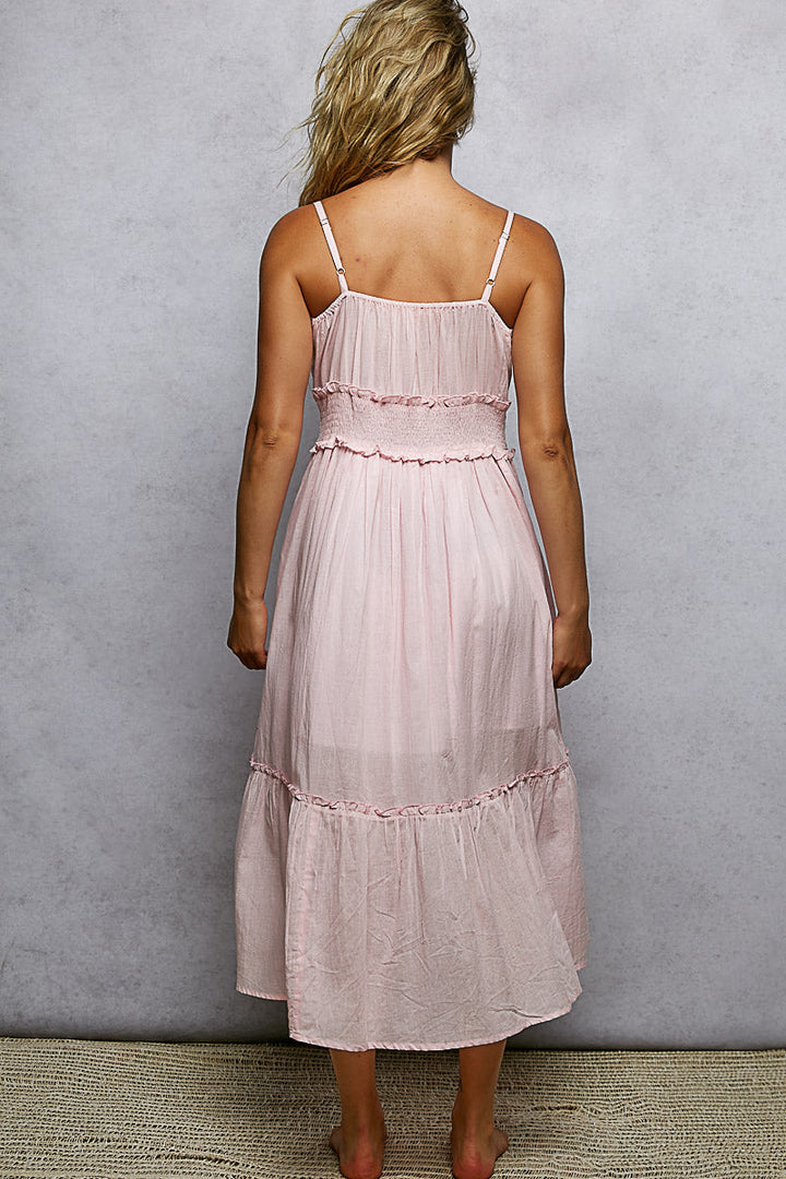 POL Smocked Waistband Floral Midi Cami Dress