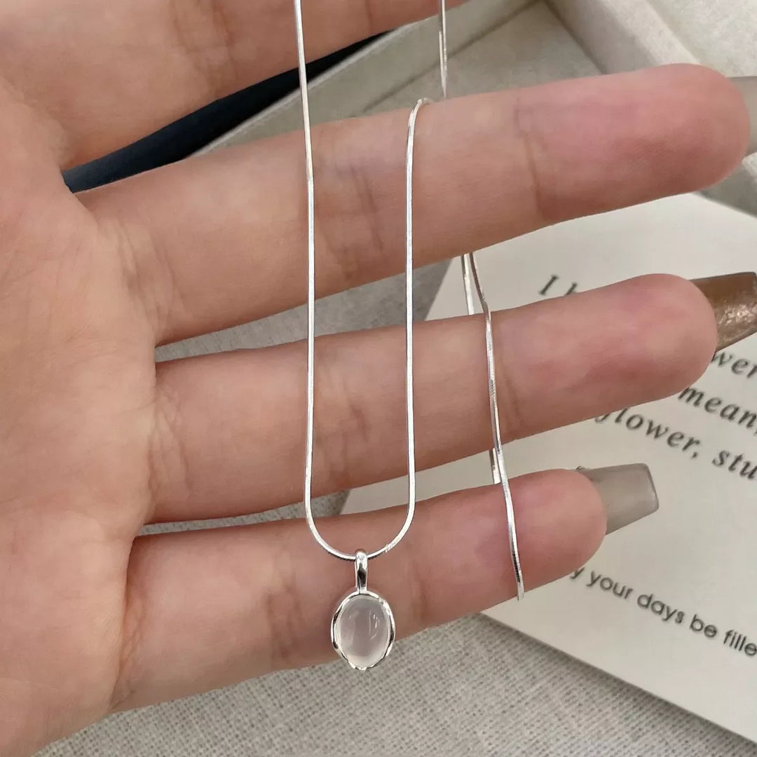 925 Sterling Silver Agate Pendant Necklace
