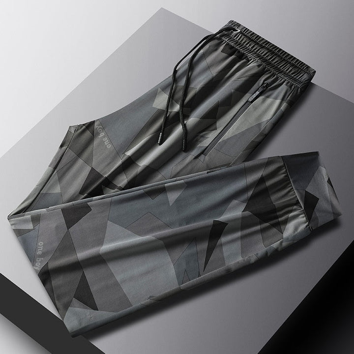 Summer Camouflage Loose-Fit Plus-Size Stretch Quick-Dry Sports-Casual Mens Ankle-Tightening Trousers