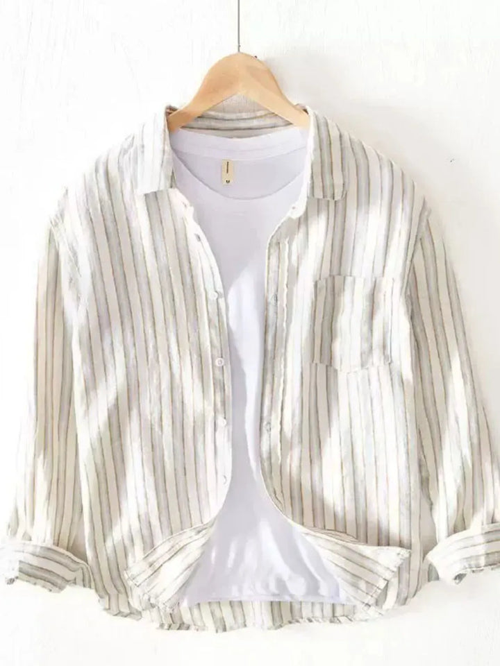 Men's Plus Size Striped Button-Up Shirt