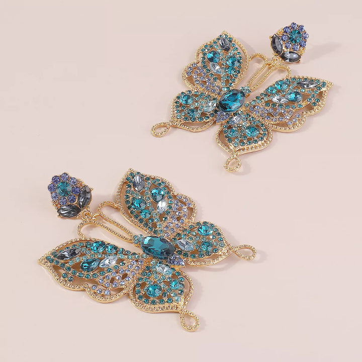 Butterfly Rhinestone Dangle Earrings