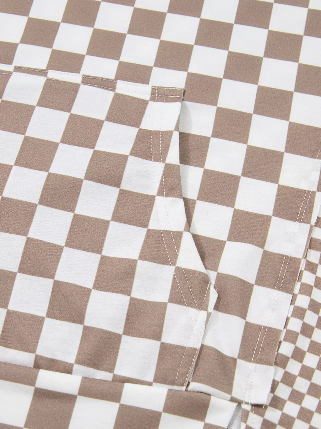 Checkered Pattern Oversized Drawstring Hoodie