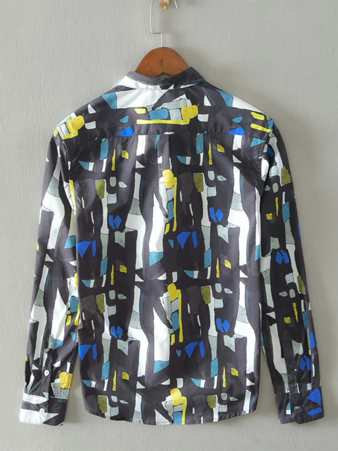 Men's Plus Size Printed Button Up Long Sleeve Shirt