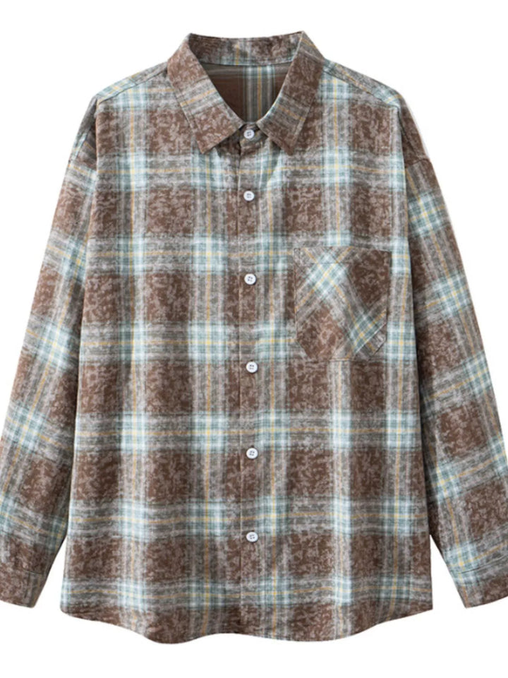 Men's Plus Size Plaid Button Up Long Sleeve Shirt