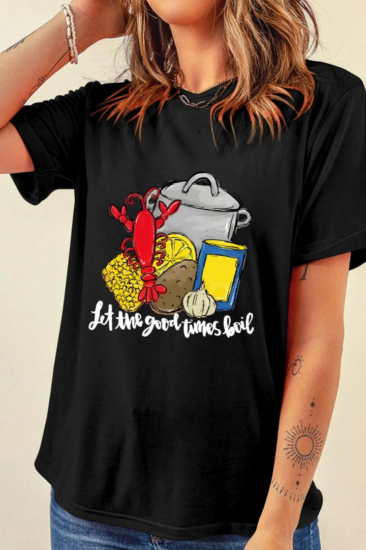 Graphic Round Neck Short Sleeve T-Shirt