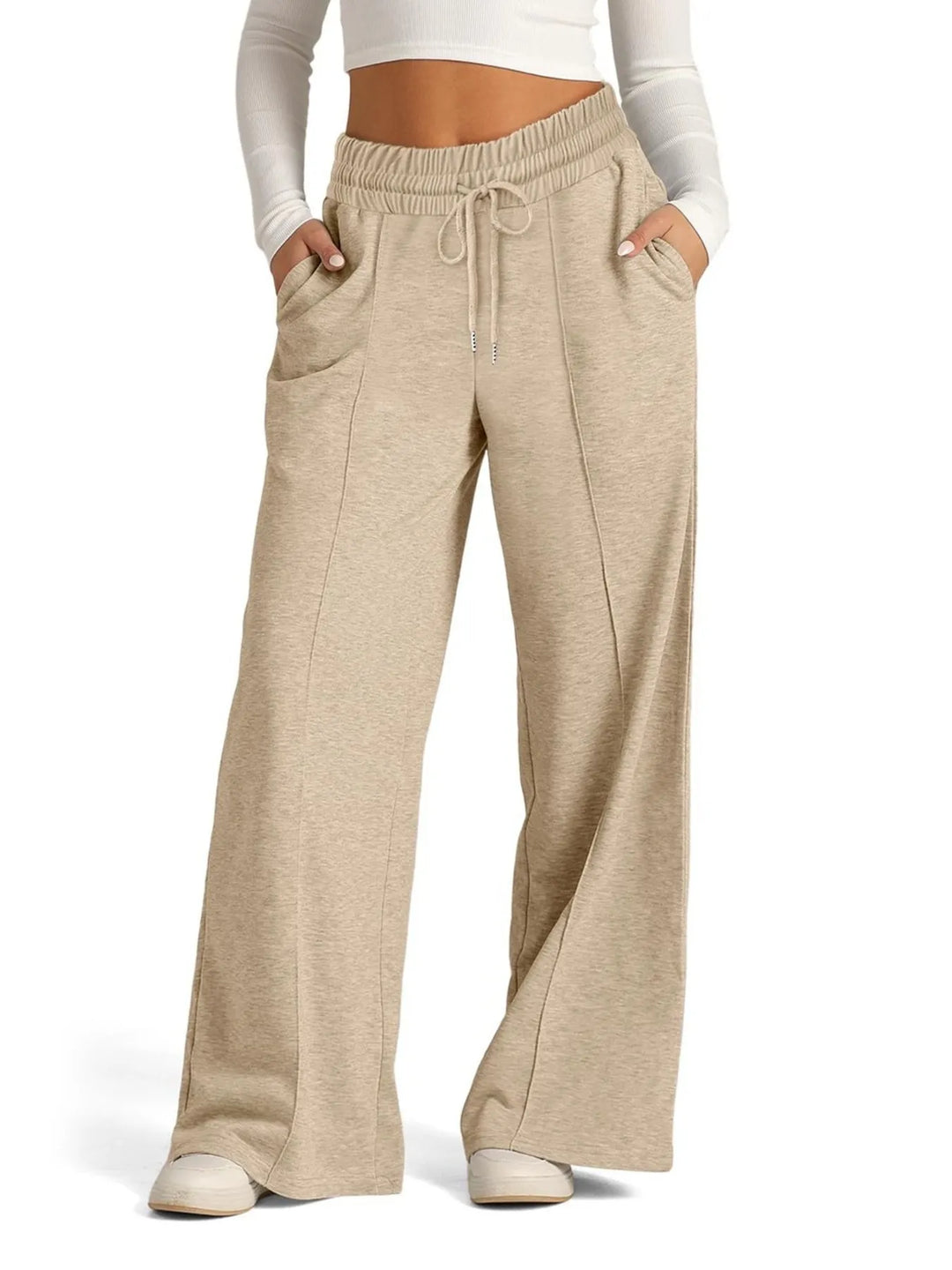 Full Size Drawstring Relaxed Fit Wide Leg Pants Plus Size