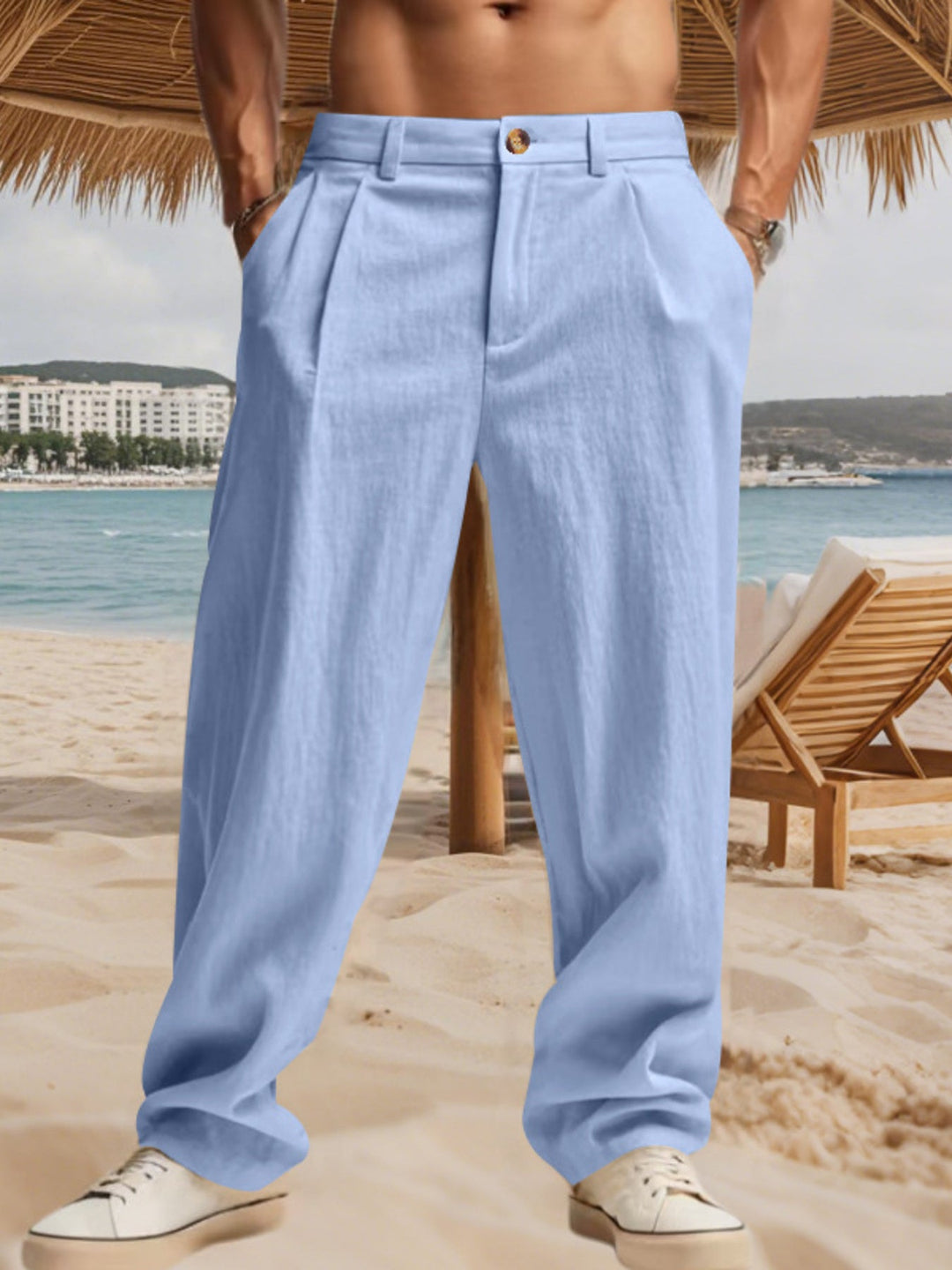 Men's Full Size Relaxed Fit Pleated Pants Plus Size