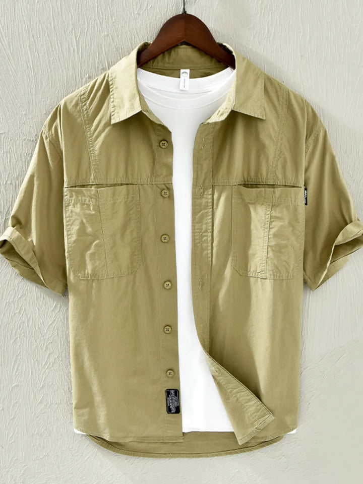 Men's Plus Size Casual Short Sleeve Button-Down Shirt