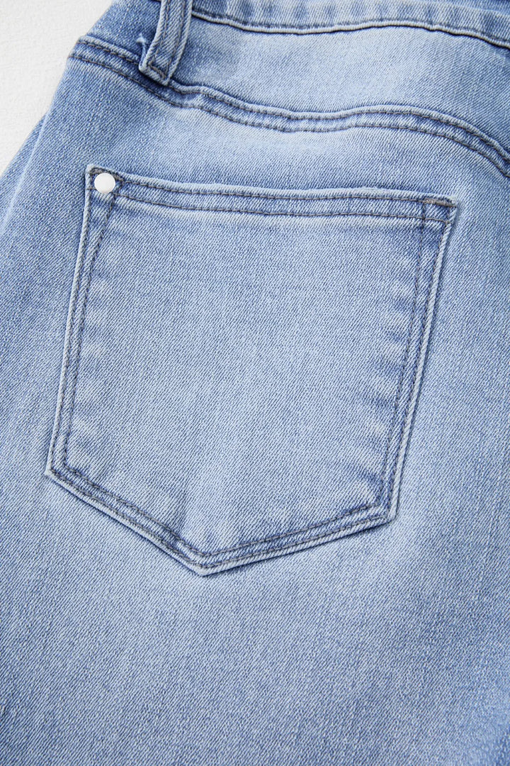 Mineral Wash Raw Hem High Waist Flared Jeans