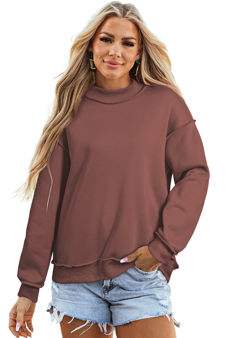 Carrot Oversize Drop Shoulder Reversible Mock Neck Sweatshirt