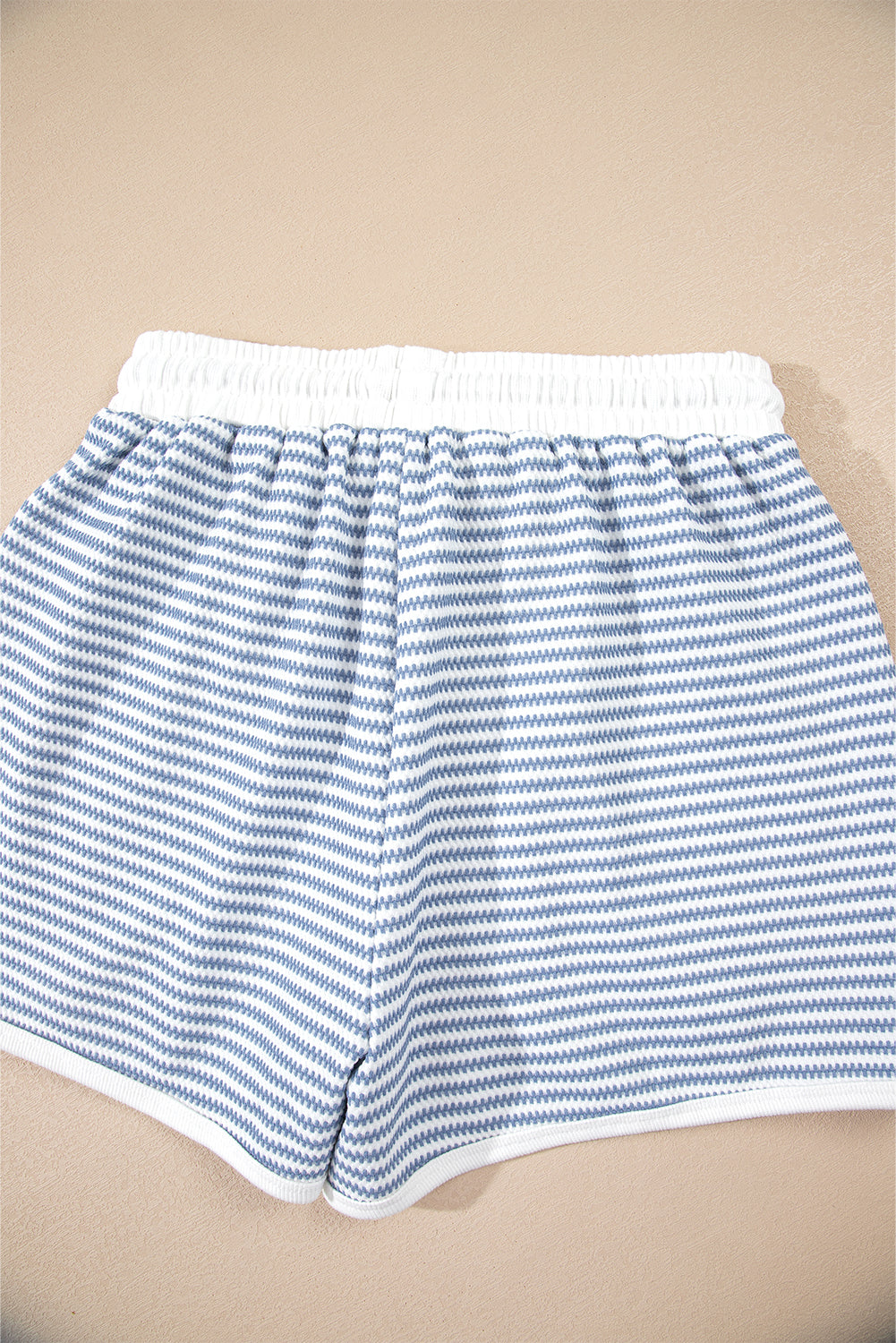 Myosotis Contrast Trim Striped Vest Drawstring Shorts Set